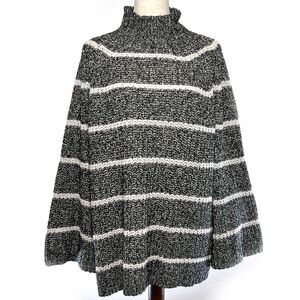 Chaps XL Chunky Knit Mock Neck Sweater Black White